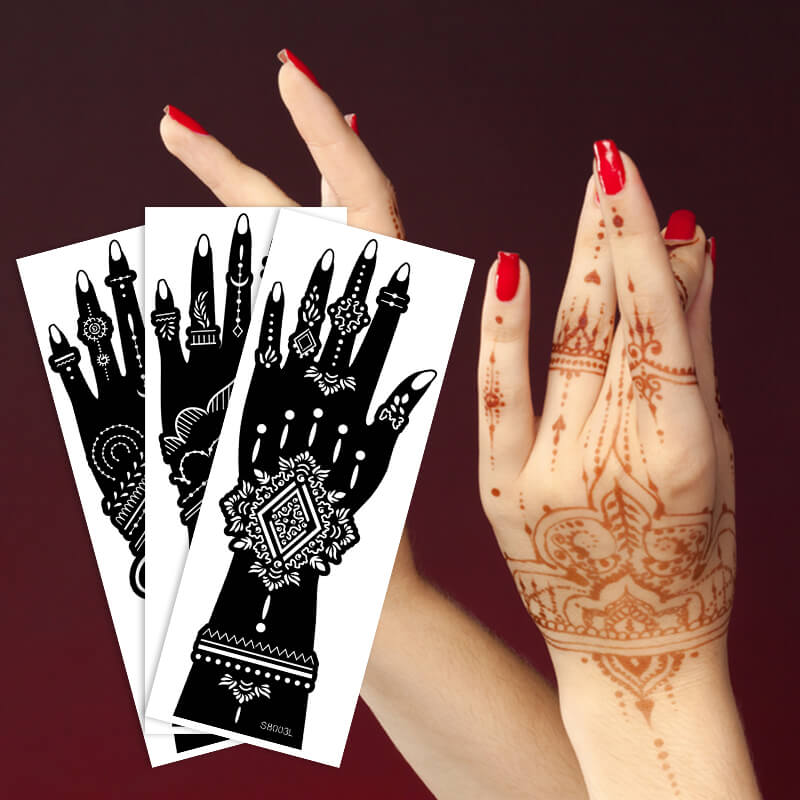 one hand henna stencil sticker